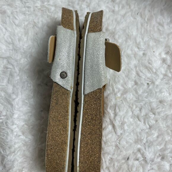 Haflinger glittery silver slip on sandals with side silver tone buckle EUR SZ37 - Picture 5 of 8